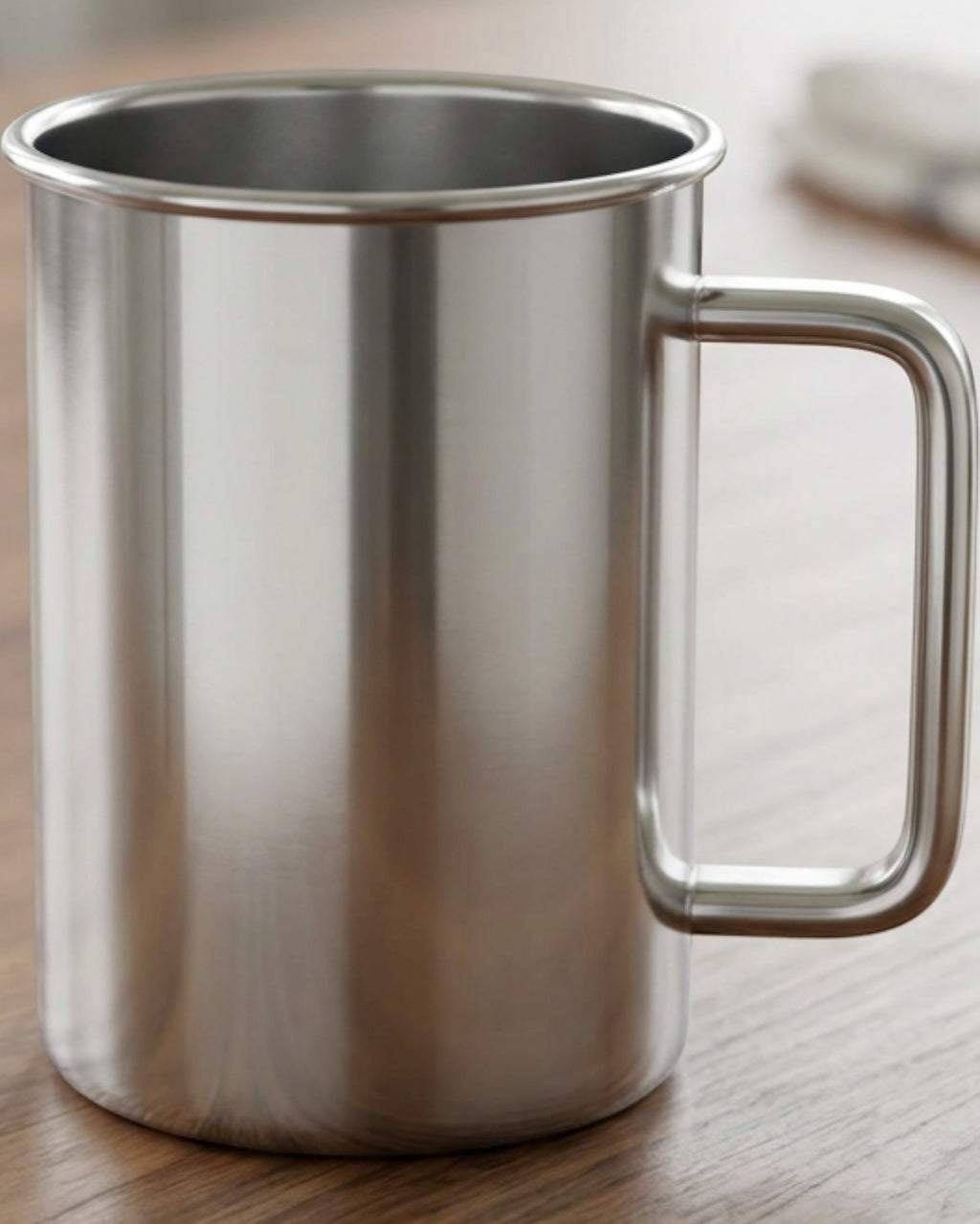 Fmxkb Handled Single-Wall Stainless Steel Beer Mug 18 oz Polished Steel - Lifestyle view